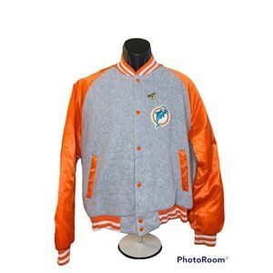 Vintage Miami Dolphins Chalk Line Satin Jacket Spellout Size Large